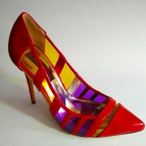 New 2 LIPS TOO Size 8.5 Red Yellow Pumps